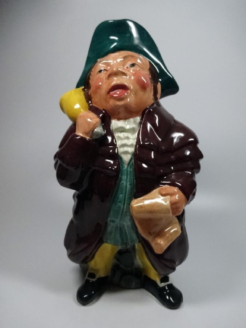 VINTAGE RIDGWAY POTTERY TOBY JUG, BELL RINGER IN MAROON: VINTAGE RIDGWAY POTTERY TOBY JUG, BELL RINGER IN MAROON COAT, APPROX 9"H
