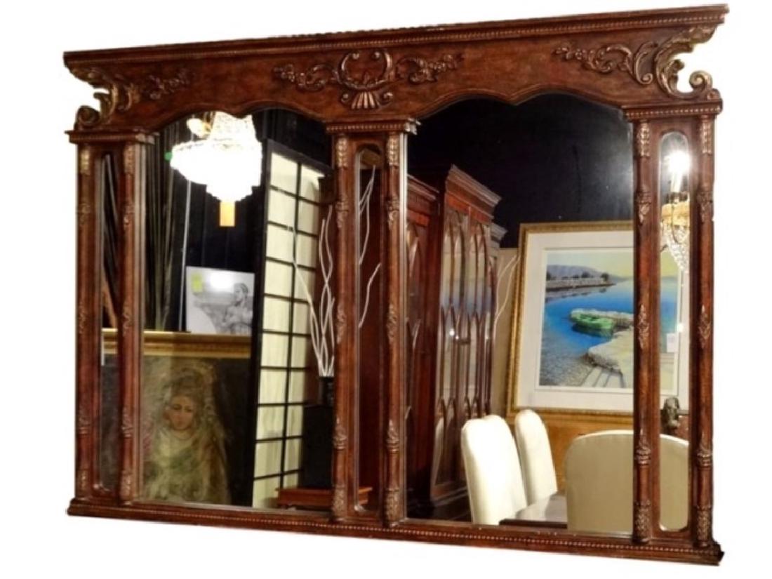 LARGE GEORGIAN STYLE MIRROR, DARK FINISH FRAME, VERY (1 of 5)