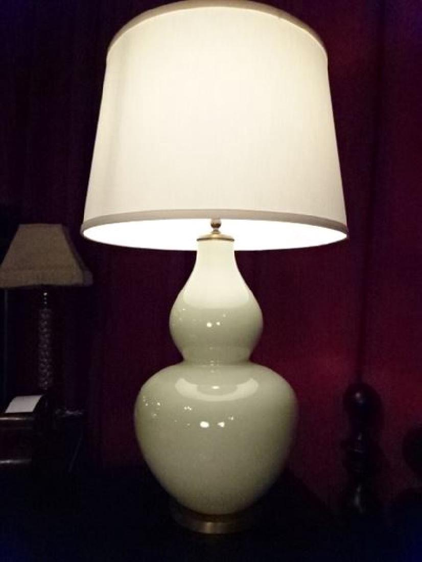 CELADON GREEN CERAMIC VASE, DOUBLE GOURD DESIGN, VERY (1 of 4)