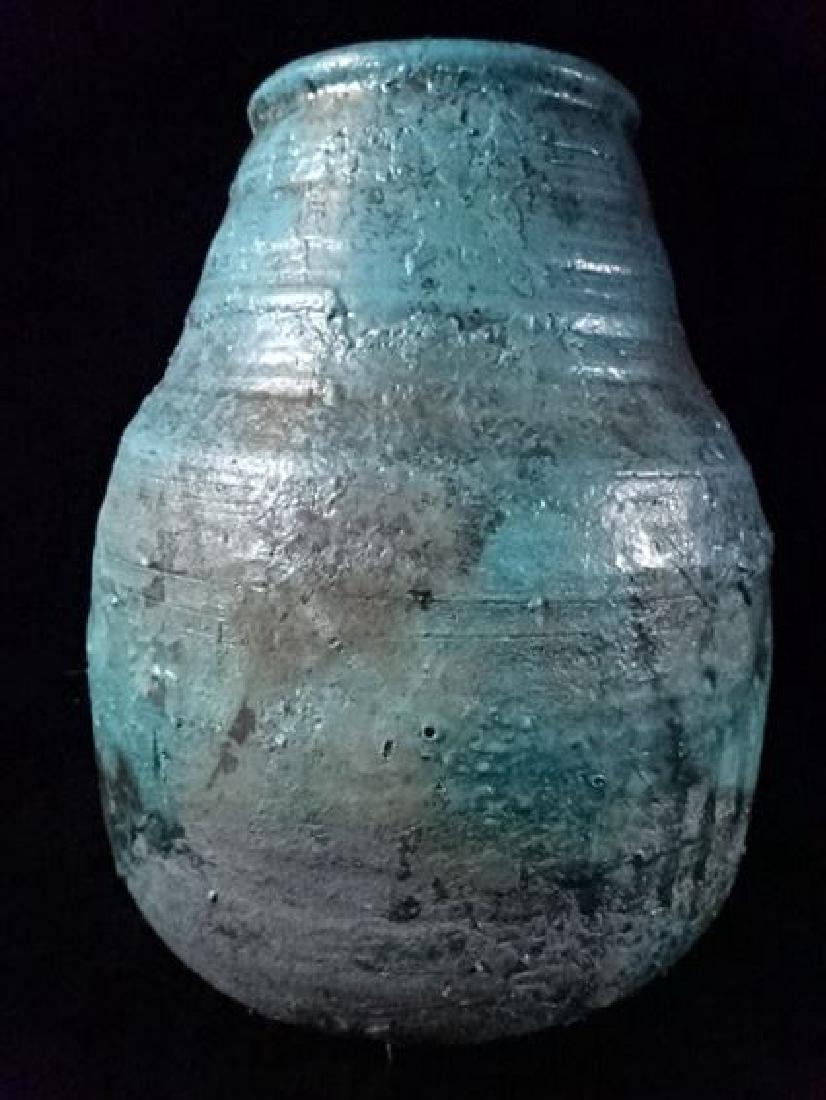 LARGE ART POTTERY VASE, BLUEGREEN GLAZE, VERY GOOD (1 of 4)