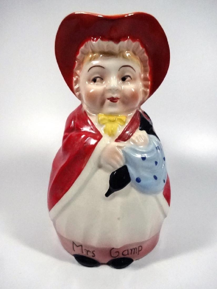 VINTAGE POTTERY CHARACTER PITCHER, MRS. GAMP, WOMAN IN (1 of 9)