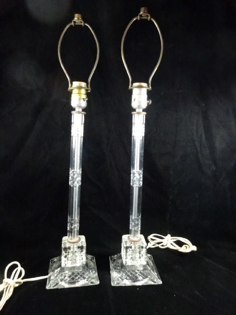 PAIR CRYSTAL LAMPS, MINOR CHIPS, NO SHADES, APPROX 24"H (1 of 8)