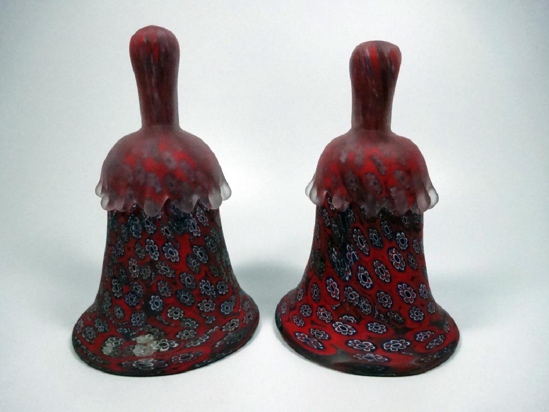 2 PC VINTAGE ITALIAN VENETIAN MURANO GLASS BELLS, RED (1 of 5)