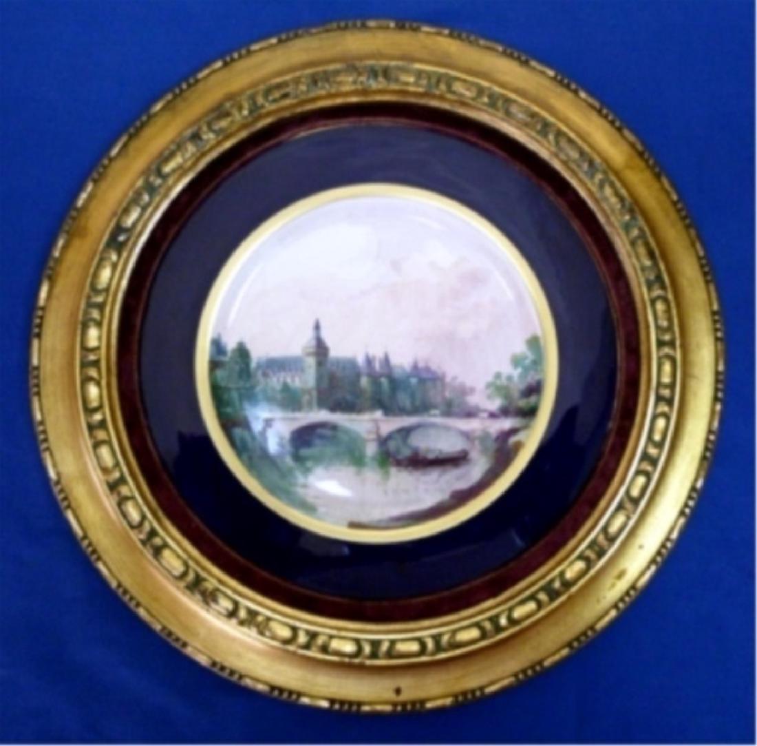 EARLY 1900S FRENCH HAND-PAINTED CHARGER “BRIDGE (1 of 2)