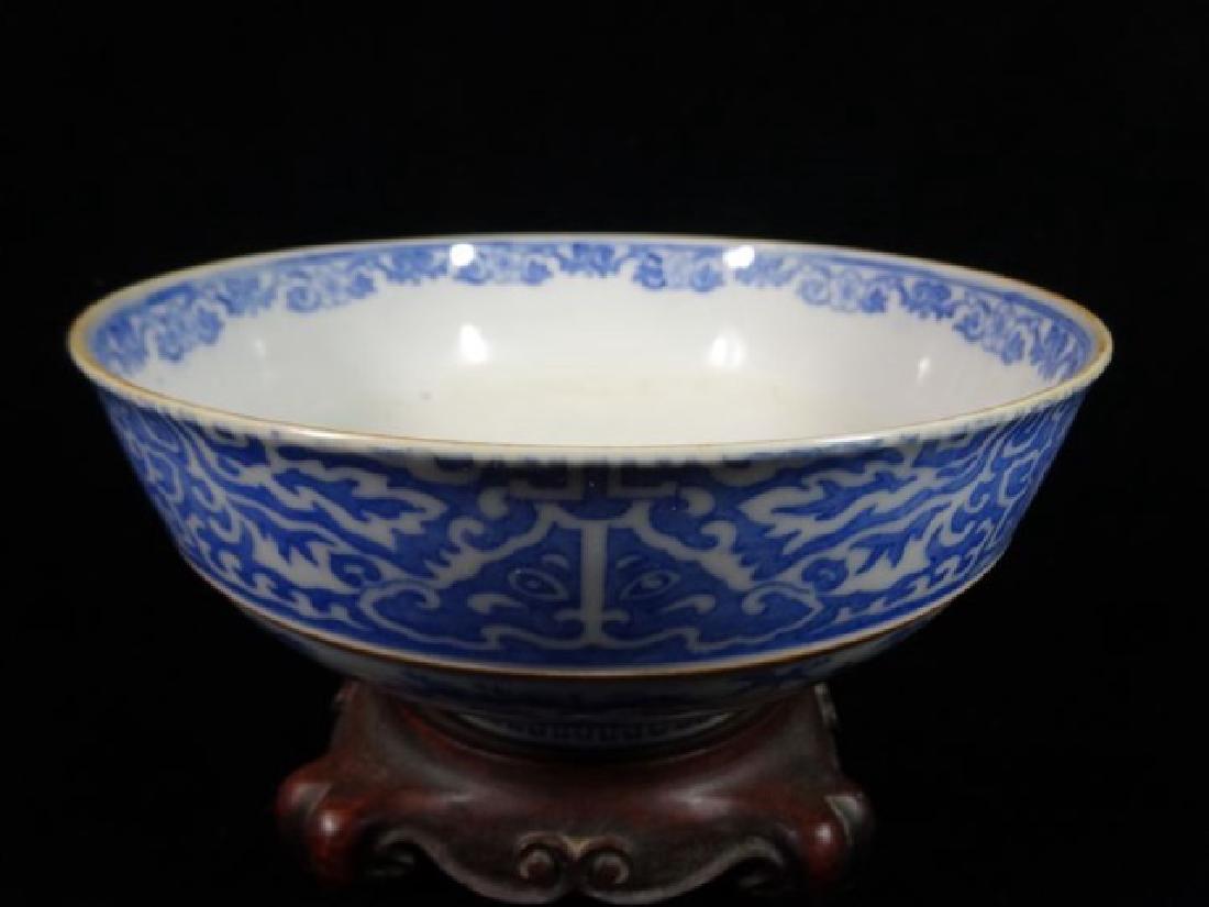 CHINESE PORCELAIN BOWL, BLUE AND WHITE PAINTED SCENES, (1 of 6)