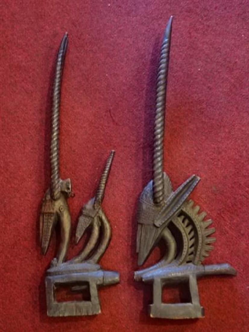 2 AFRICAN CARVED WOOD SCULPTURES, ANTELOPE, GOOD (1 of 3)