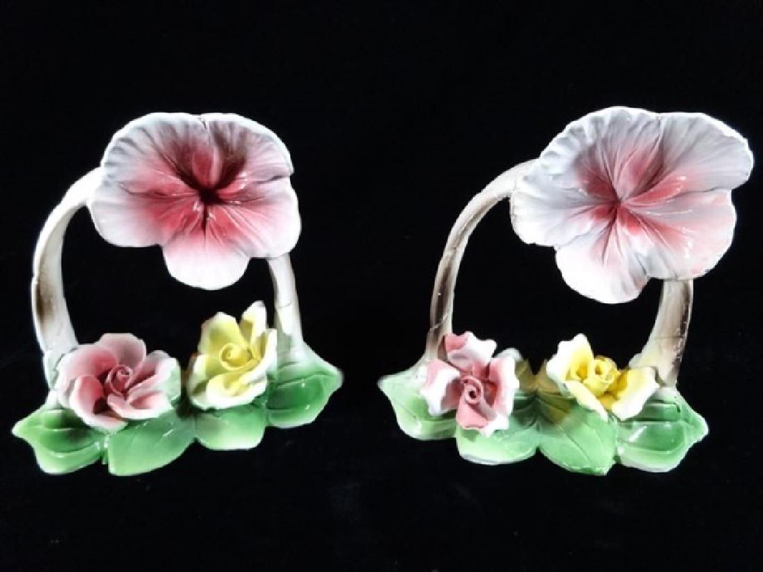 PAIR CAPODIMONTE ITALIAN PORCELAIN FLOWER FIGURINES, (1 of 5)