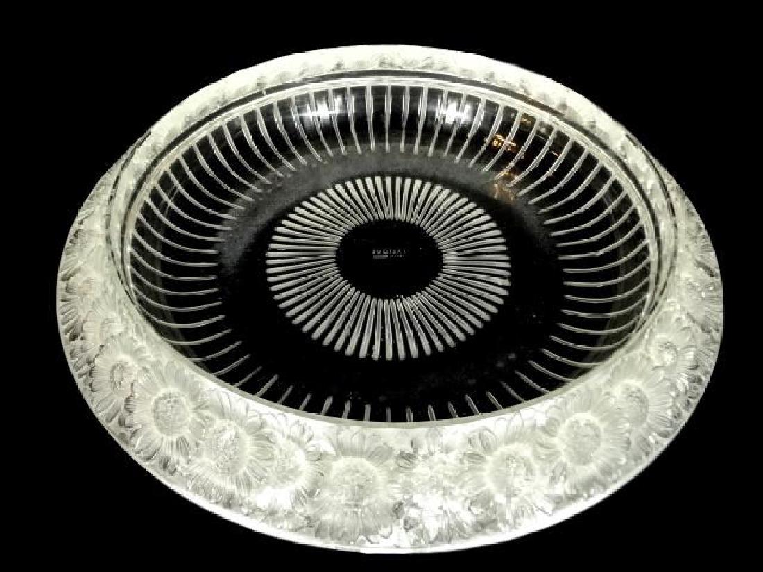 LALIQUE FRANCE CRYSTAL MARGUERITES BOWL, FROSTED FLOWER (1 of 7)