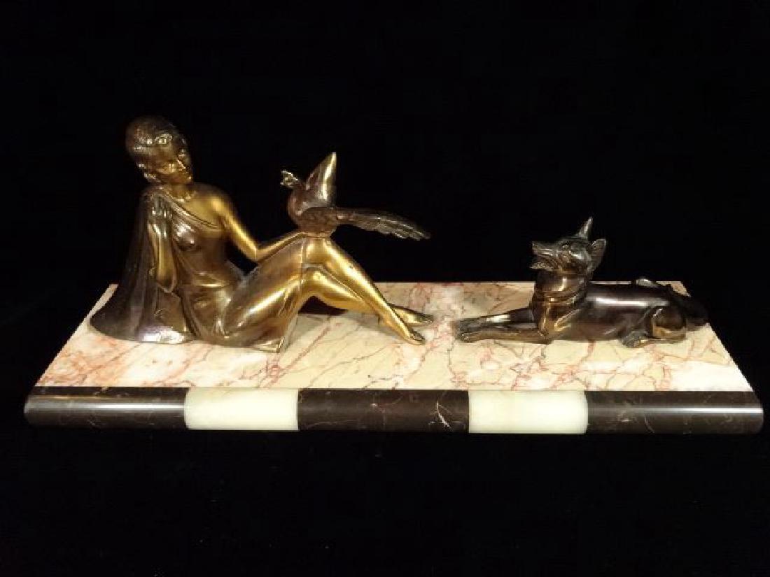 ENRIQUE MOLINS BALLESTE ART DECO SCULPTURE, WOMAN WITH (1 of 13)