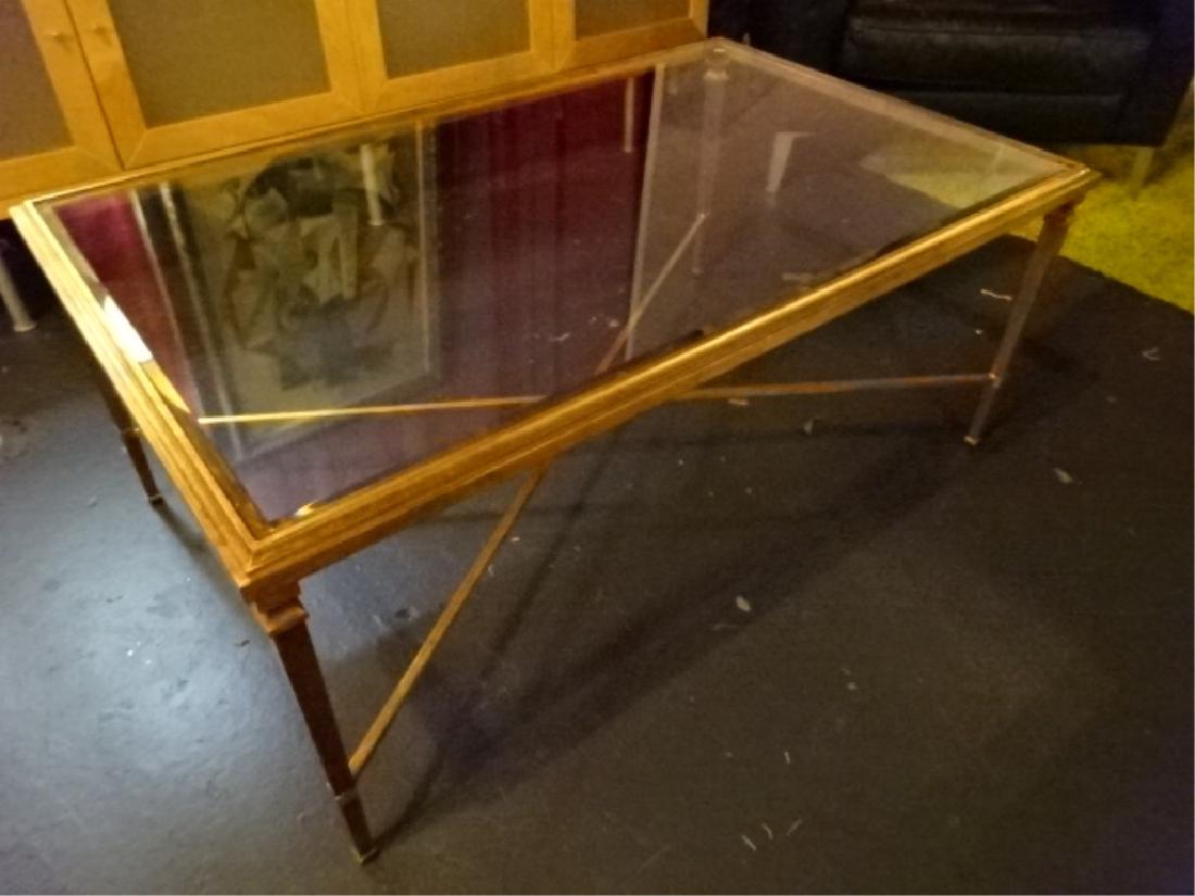 NEOCLASSICAL BRASS COFFEE TABLE WITH GLASS TOP, VERY (1 of 4)