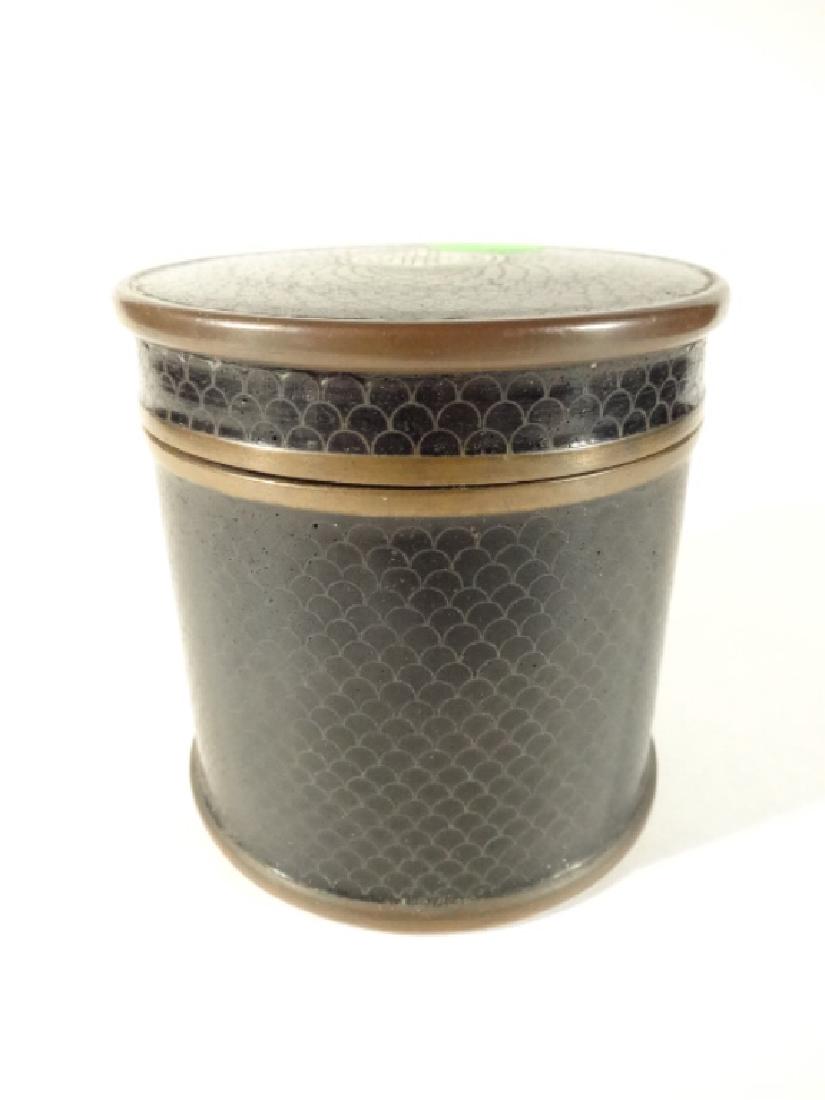 CHINESE CLOISONNE ROUND BOX WITH LID, VERY GOOD (1 of 4)