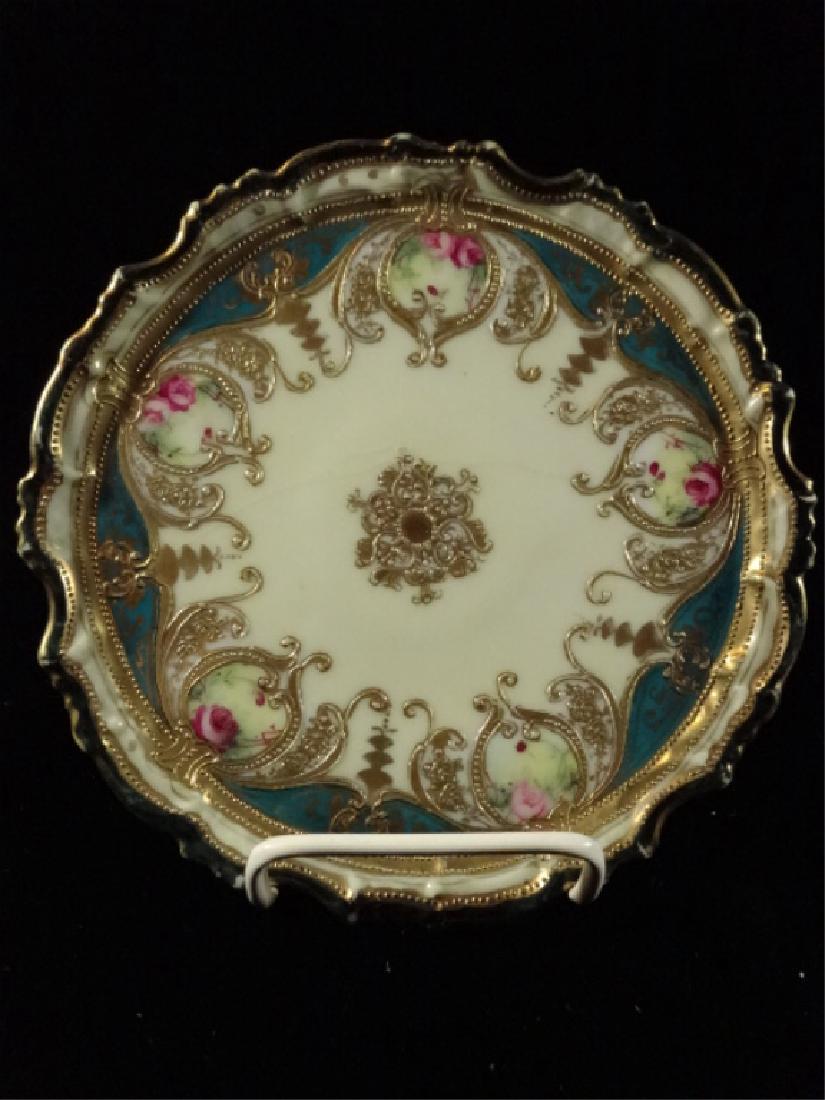 PRE WAR NIPPON PORCELAIN PLATE, HAND PAINTED AND GILT, (1 of 3)