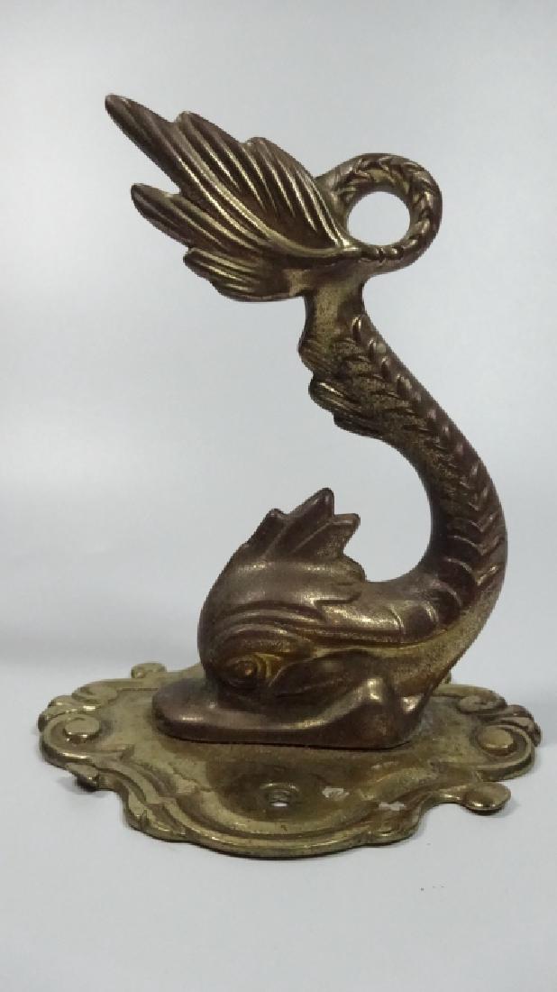 VINTAGE BRASS CLASSICAL DOLPHIN WALL HOOK, APPROX 4 (1 of 5)