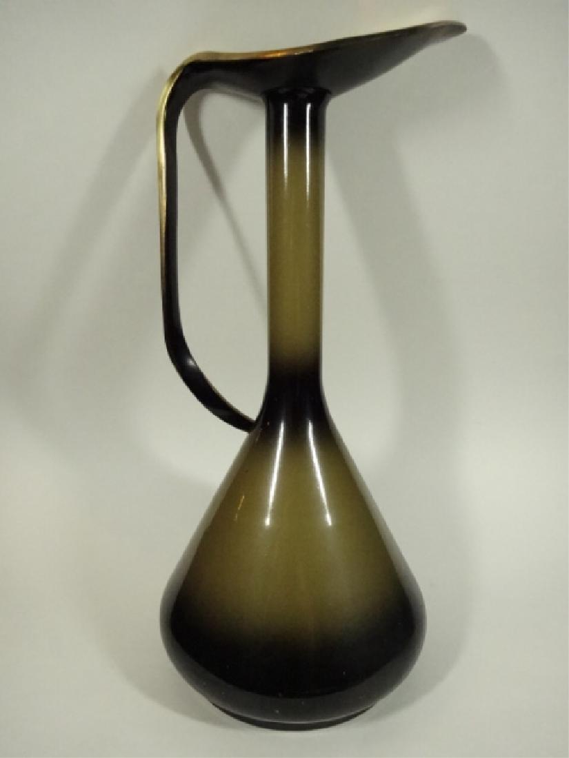 PAL BELL ENAMELED BRASS PITCHER OR JUG, GREEN ENAMEL (1 of 6)