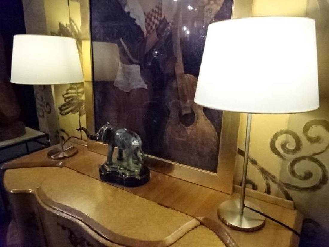 PAIR MODERN TABLE LAMPS, BRUSHED METAL FINISH, VERY (1 of 3)