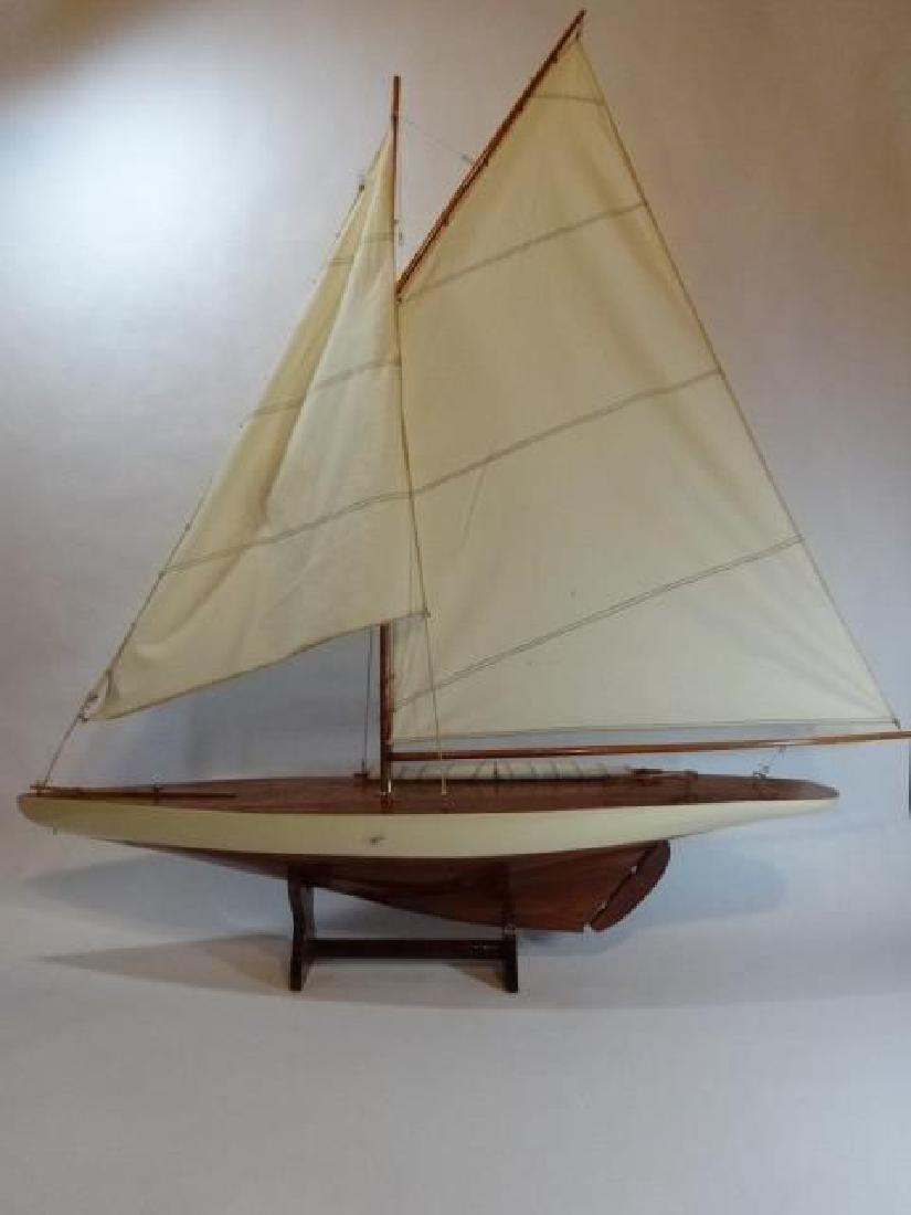 LARGE WOODEN YACHT MODEL. ON STAND, VERY GOOD (1 of 6)