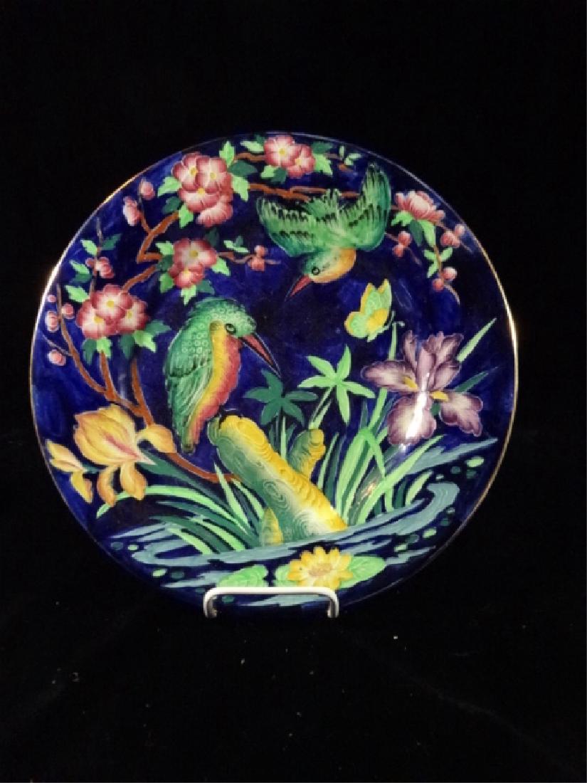 ENGLISH MALING PORCELAIN PLATE, COBALT WITH (1 of 4)