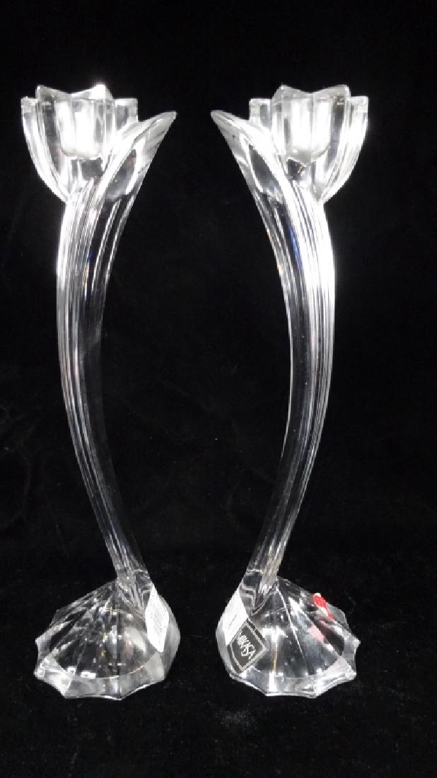 2 PC MIKASA CRYSTAL CANDLE HOLDERS, FLOWER SONG (1 of 8)
