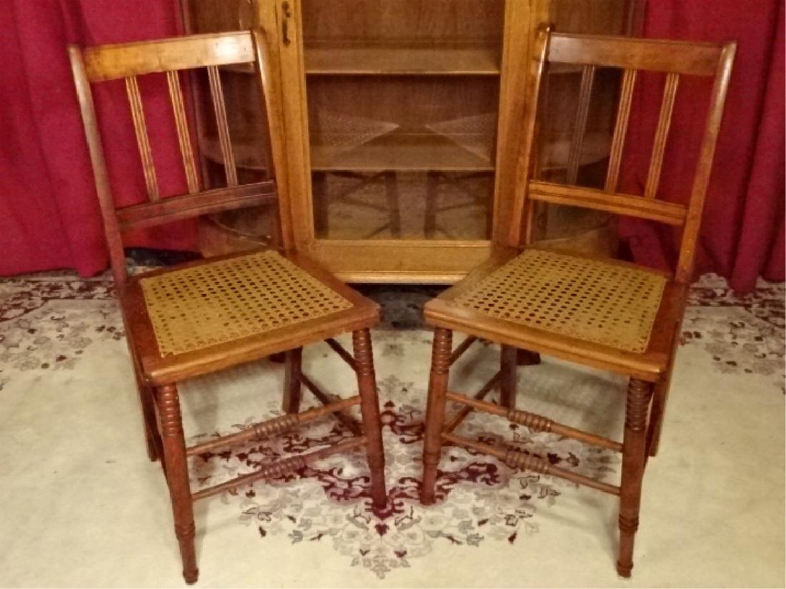 PAIR VINTAGE CANE SEAT SIDE CHAIRS, VERY GOOD VINTAGE (1 of 3)