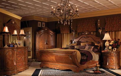 OPULENT MICHAEL AMINI CORTINA KING BEDROOM SET IN HONEY