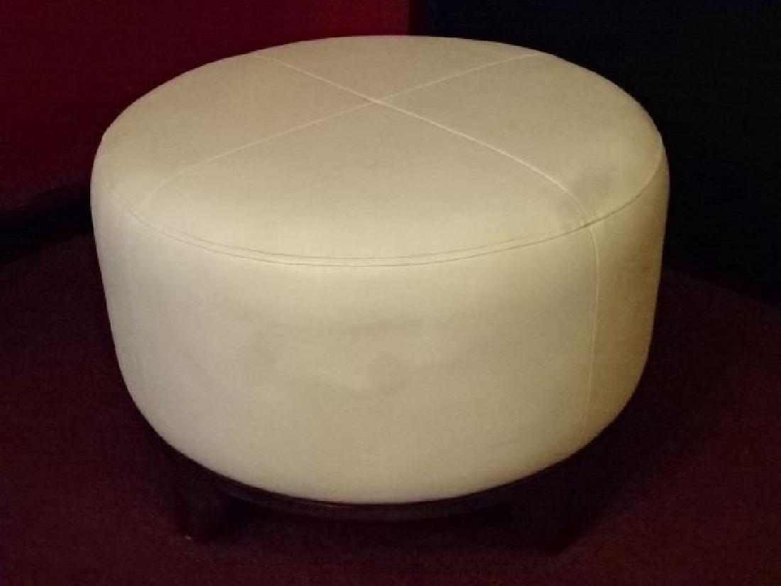 Mark David White Leather Ottoman On Wood Base Very Oct 24 2017