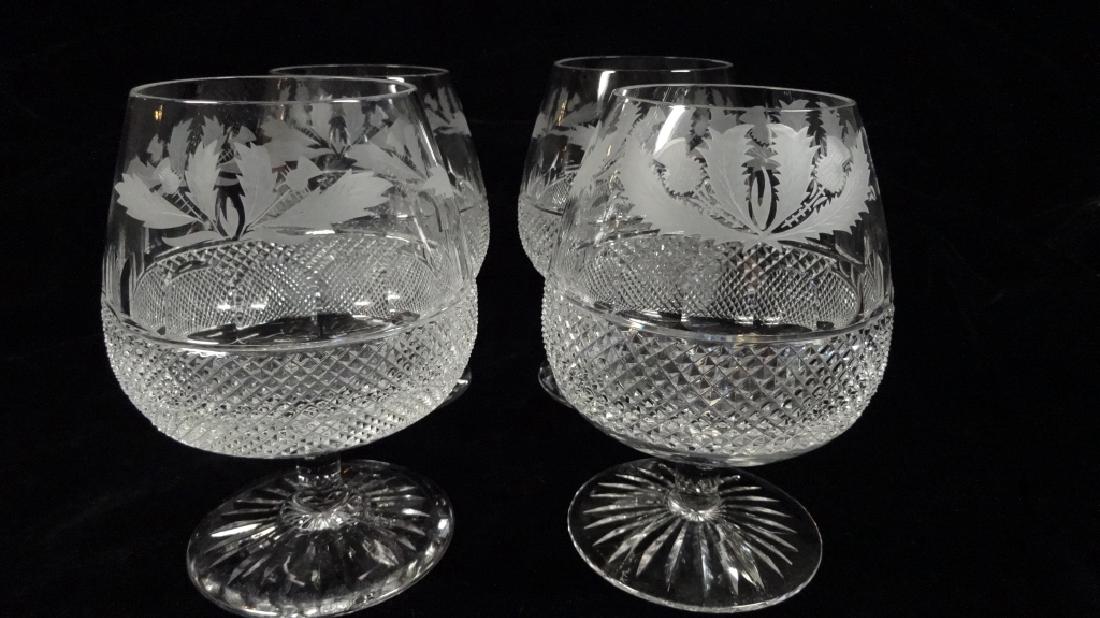 4 LARGE CRYSTAL BRANDY SNIFTERS, THISTLE DESIGN, MADE (1 of 8)