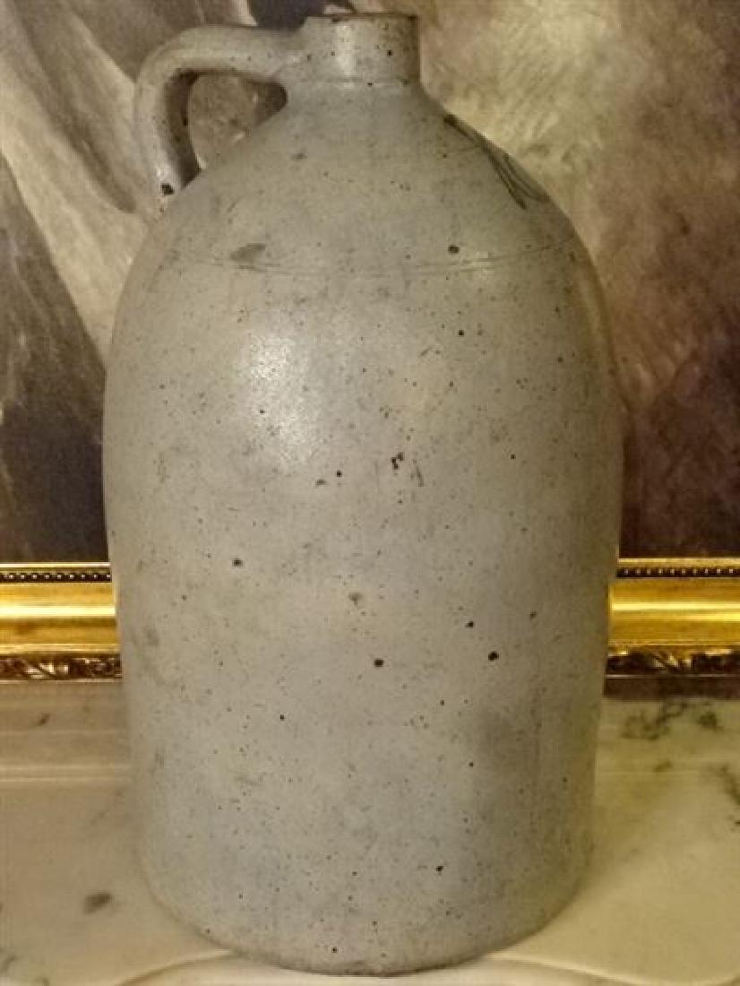 LARGE VINTAGE STONEWARE JUG, BLUE DECORATION, VERY GOOD (1 of 4)