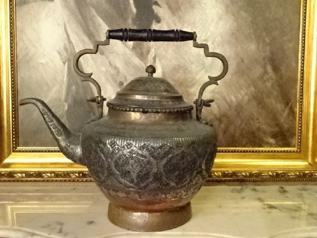 LARGE VINTAGE MOROCCAN MAJMAR BRASS TEAPOT, ELABORATELY (1 of 6)