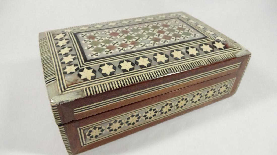 Egyptian Inlaid Wooden Trinket Box Diagonal