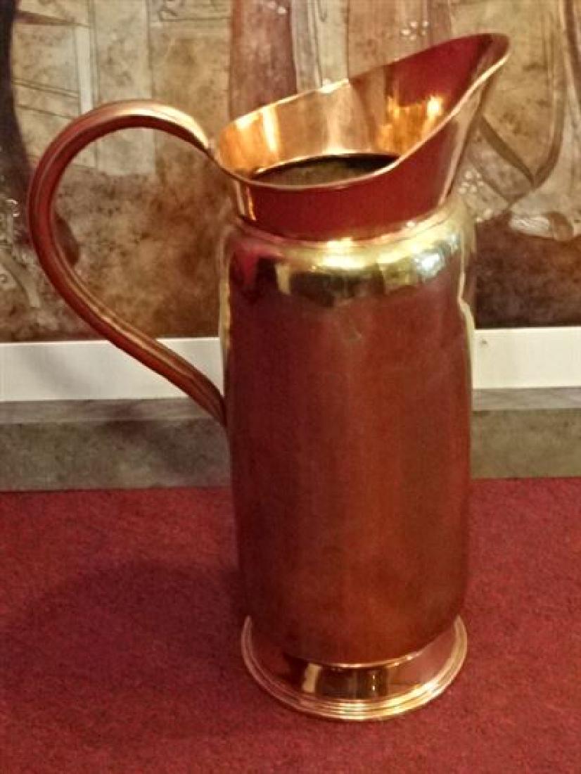 LARGE COPPER PITCHER / VASE WITH HANDLE, VERY GOOD (1 of 4)