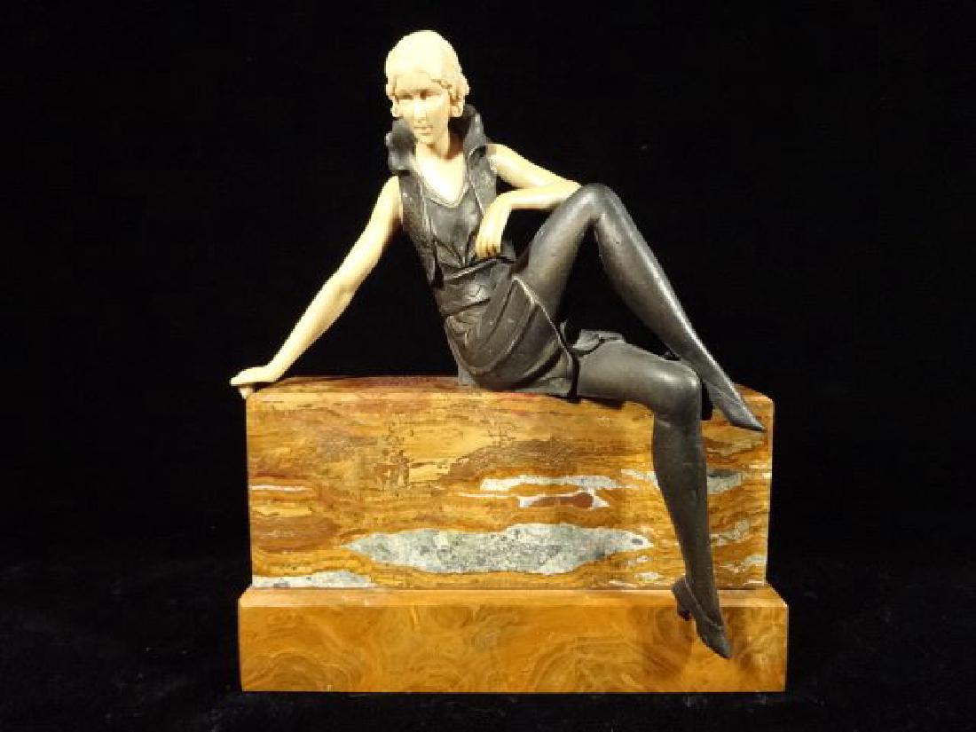 ART DECO METAL AND MARBLE SCULPTURE, AFTER DEMETRE (1 of 9)