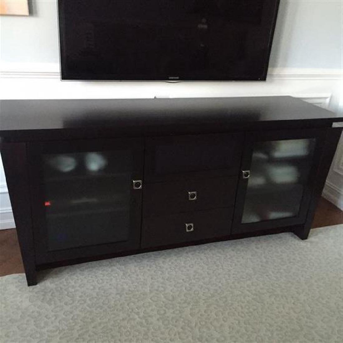 MODERN MEDIA CONSOLE CABINET, ESPRESSO FINISH, GLASS (1 of 9)