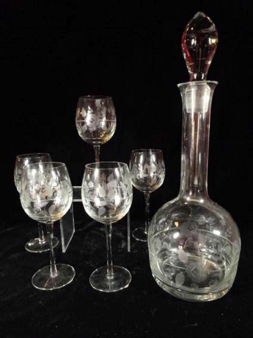 6 PC TOSCANY CRYSTAL DECANTER WITH STOPPER AND 5 (1 of 8)