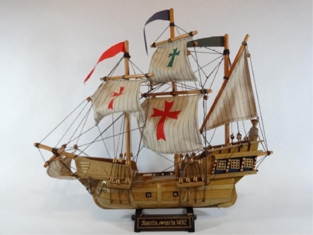 WOODEN TALL SHIP MODEL, THE SANTA MARIA, ON STAND, 20"W (1 of 6)