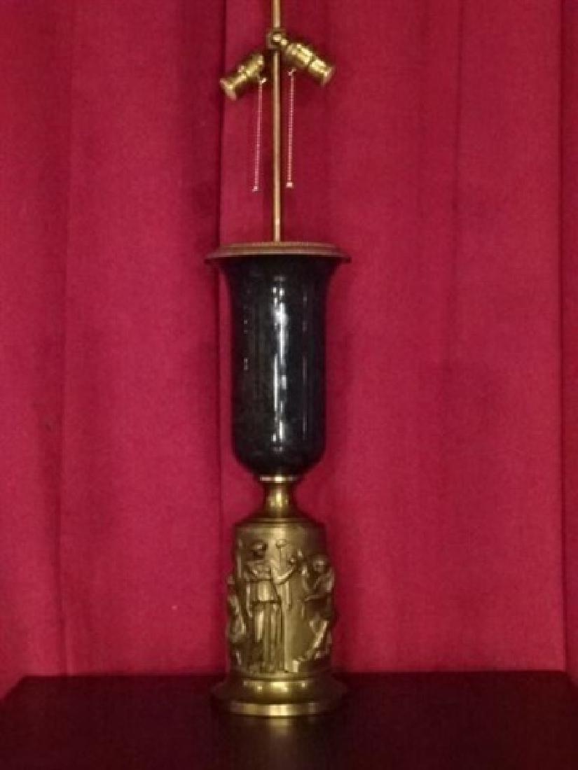 NEOCLASSICAL BRASS AND CERAMIC TABLE LAMP, BRASS BASE (1 of 7)