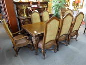 9 PC ANDERSON DAISHI DINING SET, ITALIAN STYLE TABLE