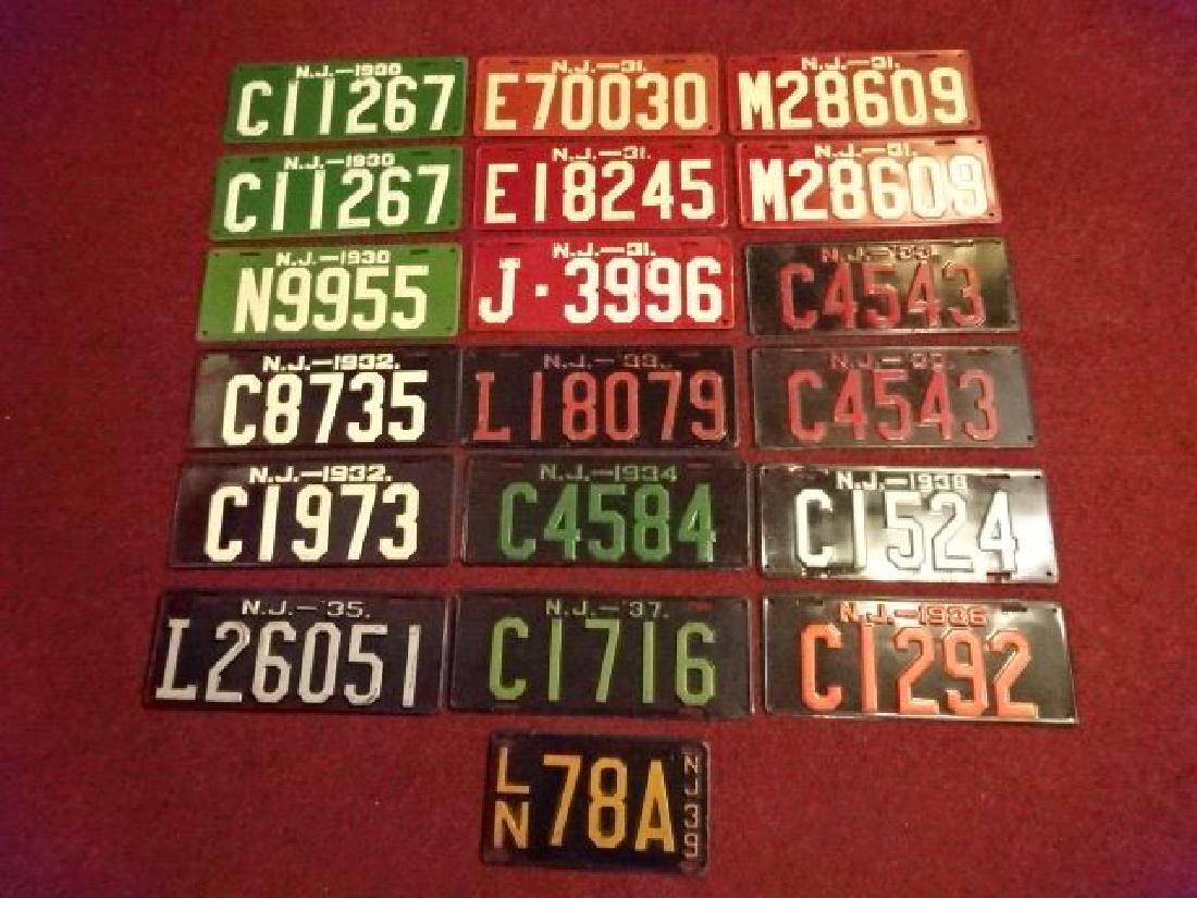 19 VINTAGE NEW JERSEY LICENSE PLATES, CIRCA 1930's, (1 of 9)