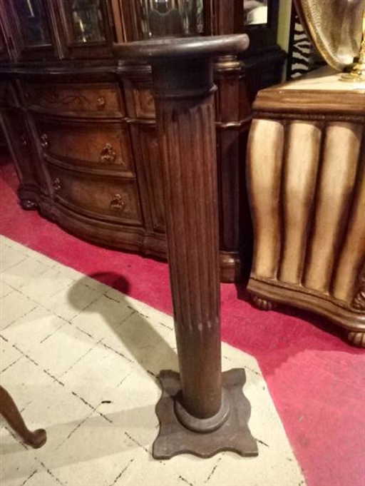 Vintage Carved Wood Pedestal Column Base Very Good