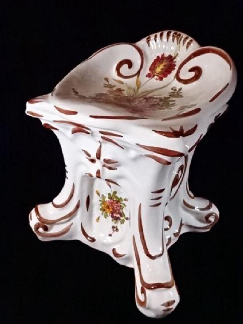 ITALIAN PORCELAIN STOOL, GILT AND PAINTED FLORAL: ITALIAN PORCELAIN STOOL, GILT AND PAINTED FLORAL DESIGNS, MARKED MADE IN ITALY, VERY GOOD CONDITION, 15"H X 15"W X 11"D P40