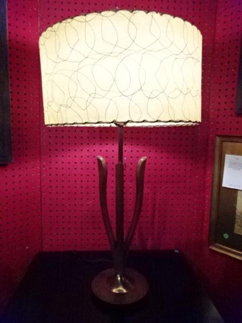 1950's TEAK TABLE LAMP, MID CENTURY MODERN WITH (1 of 3)