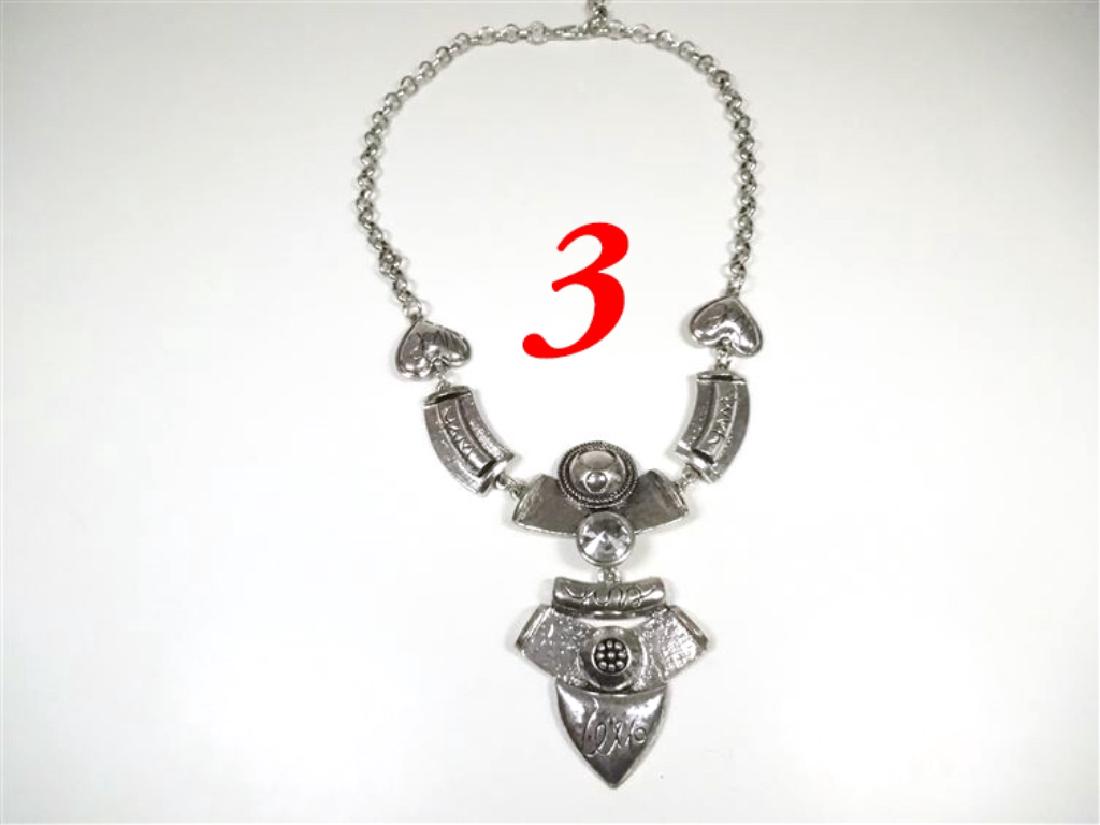 3 PC CRYSTAL AND METAL NECKLACES, SILVER FINISH METAL (1 of 8)