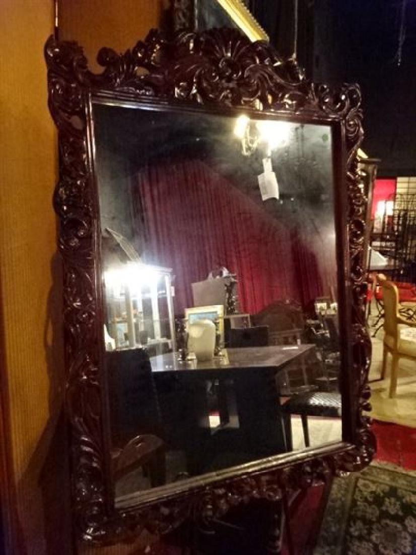 LARGE CARVED WOOD WALL MIRROR, VERY GOOD CONDITION, (1 of 3)