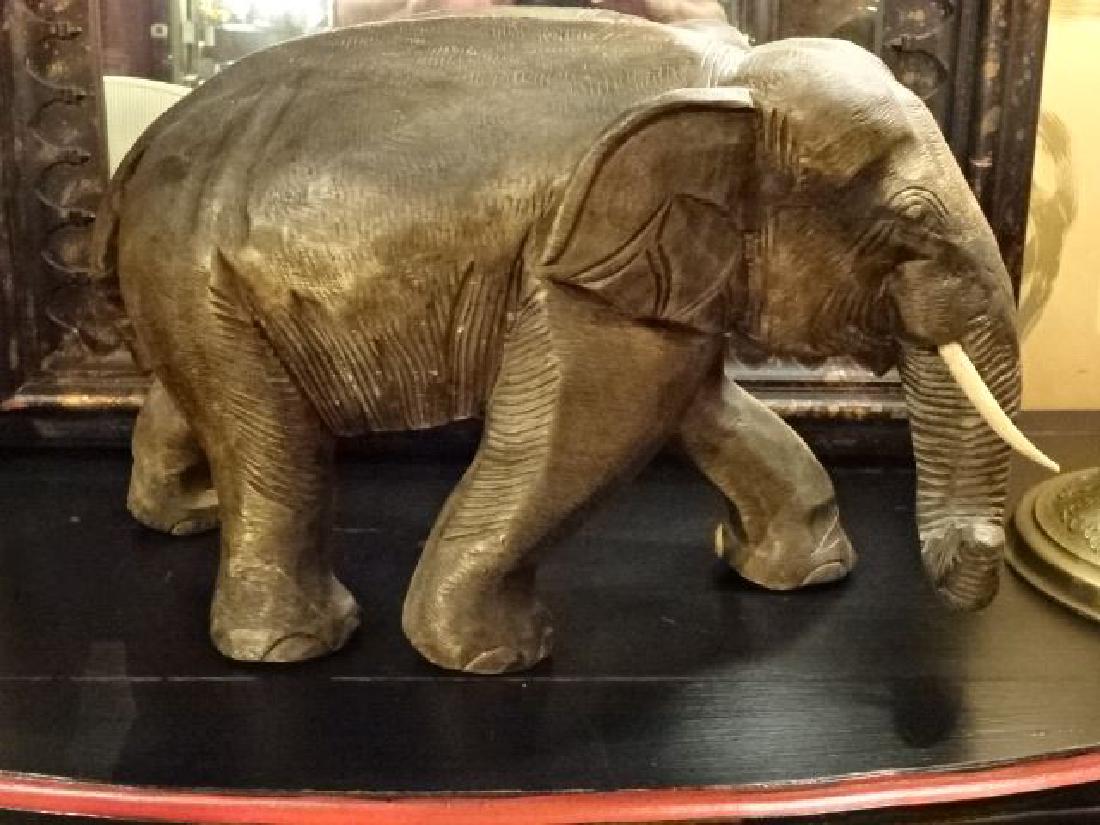 LARGE CARVED WOOD ELEPHANT SCULPTURE, VERY GOOD (1 of 6)