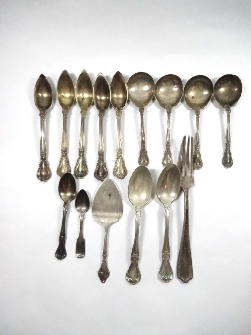15 PC STERLING SILVER FLATWARE, MIXED PATTERNS, LARGEST (1 of 4)