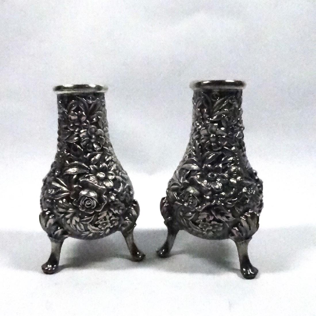 2 PC S. KIRK & SONS STERLING SILVER REPOUSSE SALT & (1 of 7)