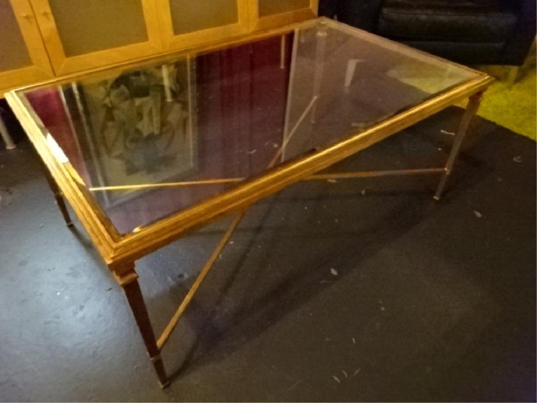NEOCLASSICAL BRASS COFFEE TABLE WITH GLASS TOP, VERY (1 of 4)
