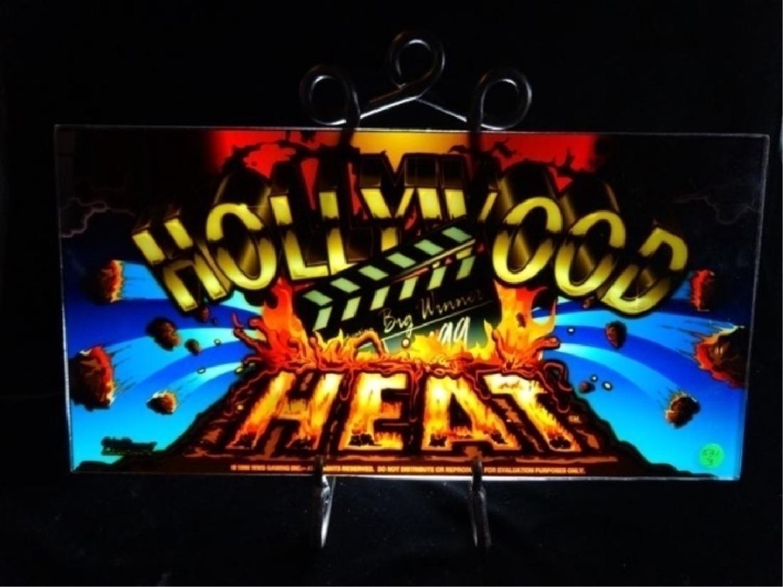 HOLLYWOOD HEAT SLOT MACHINE BACKGLASS PAINTED PANEL, (1 of 4)