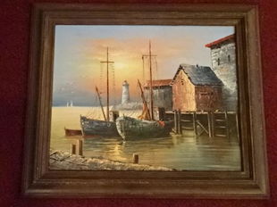 Max Savy Harbor Scene Oil Painting Dec 04 2011 Manor