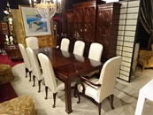 9 PC HENREDON CHINESE CHIPPENDALE DINING TABLE WITH 8