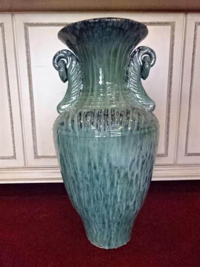 LARGE CERAMIC FLOOR VASE, LIGHT GREEN GLAZE, VERY GOOD (1 of 5)